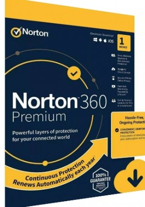 Norton 360 Premium - 1PC/ 1 Year - 75GB Cloud Storage(EU)