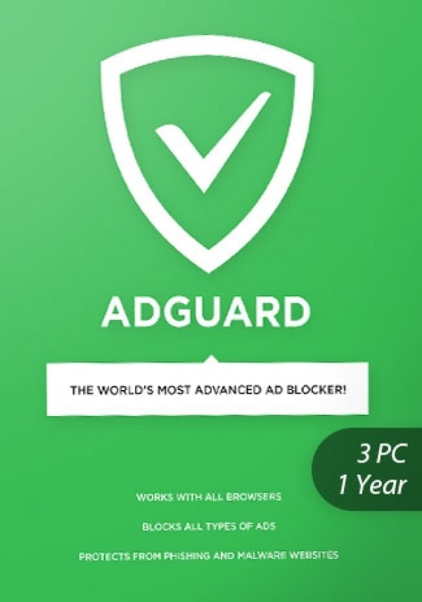 Adguard - 3 PCs - 1 Year