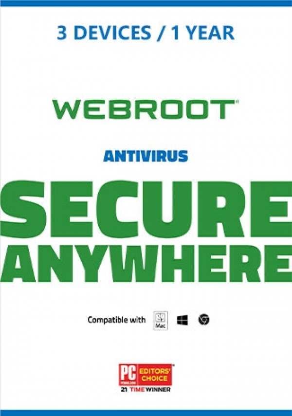 Webroot SecureAnywhere AntiVirus /3 Devices (1 Year )